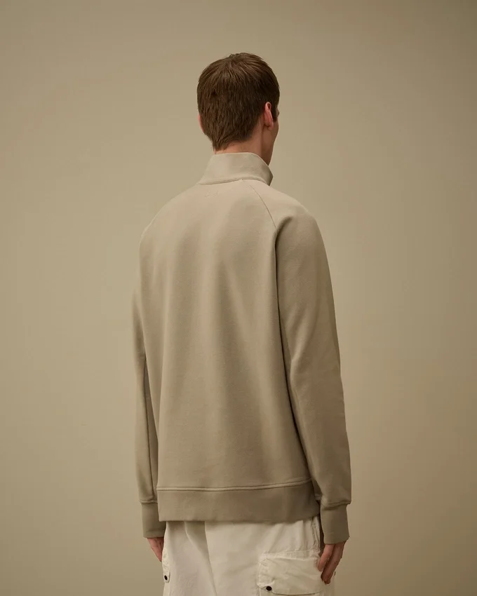 Diagonaal geribbeld fleece-Sweatshirt met halve rits en Lens-motief