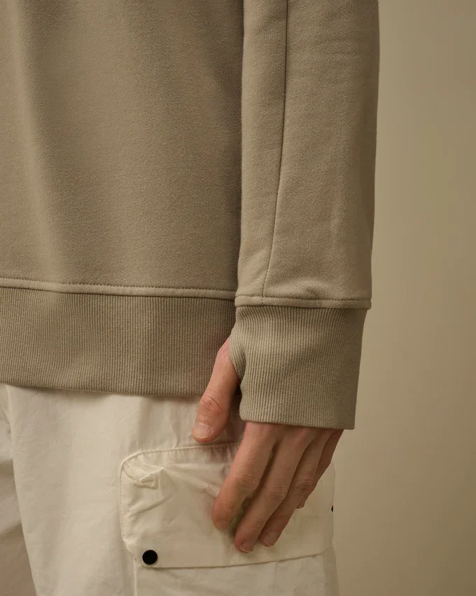 Diagonaal geribbeld fleece-Sweatshirt met halve rits en Lens-motief