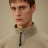 Diagonaal geribbeld fleece-Sweatshirt met halve rits en Lens-motief