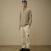 Diagonaal geribbeld fleece-Sweatshirt met halve rits en Lens-motief