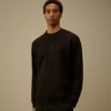 Diagonaal geribbeld fleece-Sweatshirt met ronde hals