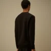 Diagonaal geribbeld fleece-Sweatshirt met ronde hals