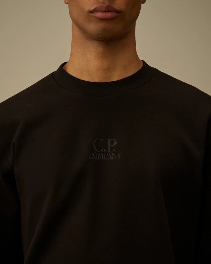 Diagonaal geribbeld fleece-Sweatshirt met ronde hals