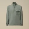 Diagonaal gestructureerd fleece-Sweatshirt met halve rits