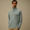 Diagonaal gestructureerd fleece-Sweatshirt met halve rits