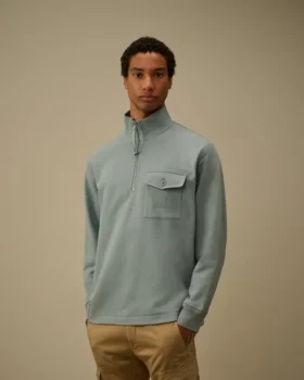Diagonaal gestructureerd fleece-Sweatshirt met halve rits