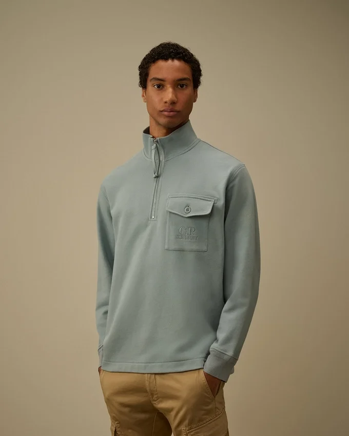 Diagonaal gestructureerd fleece-Sweatshirt met halve rits