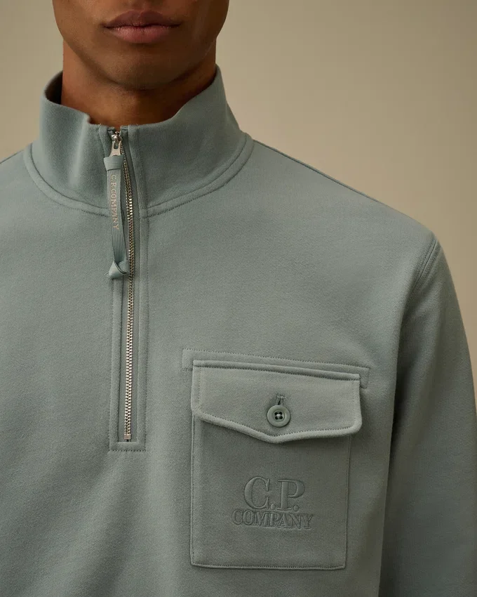 Diagonaal gestructureerd fleece-Sweatshirt met halve rits