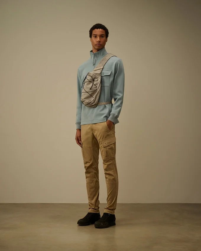 Diagonaal gestructureerd fleece-Sweatshirt met halve rits