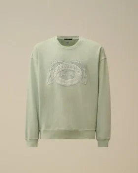 Diagonal Fleece Boxy Logo Sweatshirt met ronde hals