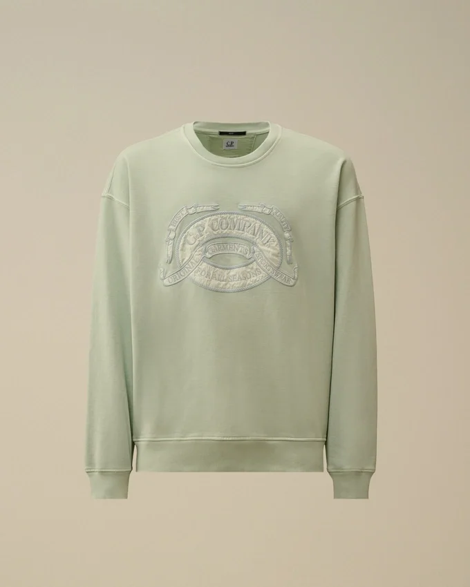 Diagonal Fleece Boxy Logo Sweatshirt met ronde hals