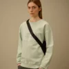 Diagonal Fleece Boxy Logo Sweatshirt met ronde hals