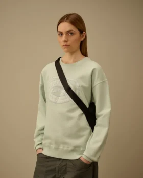 Diagonal Fleece Boxy Logo Sweatshirt met ronde hals