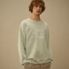 Diagonal Fleece Boxy Logo Sweatshirt met ronde hals