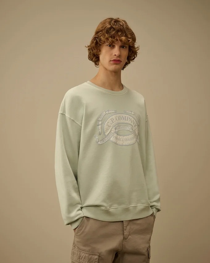Diagonal Fleece Boxy Logo Sweatshirt met ronde hals