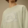 Diagonal Fleece Boxy Logo Sweatshirt met ronde hals