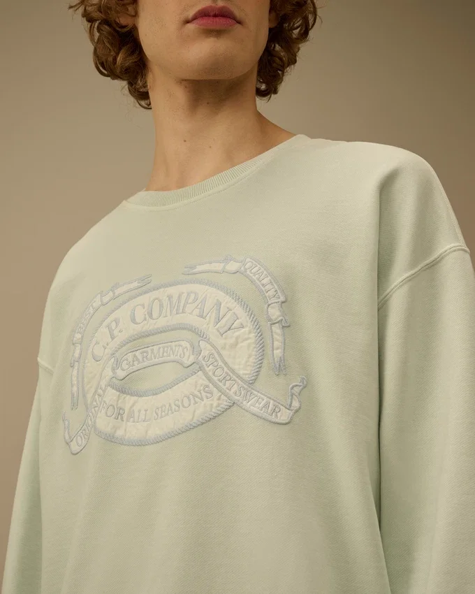 Diagonal Fleece Boxy Logo Sweatshirt met ronde hals