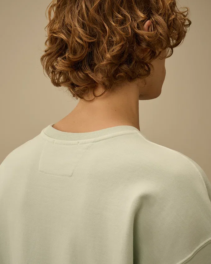 Diagonal Fleece Boxy Logo Sweatshirt met ronde hals