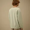 Diagonal Fleece Boxy Logo Sweatshirt met ronde hals