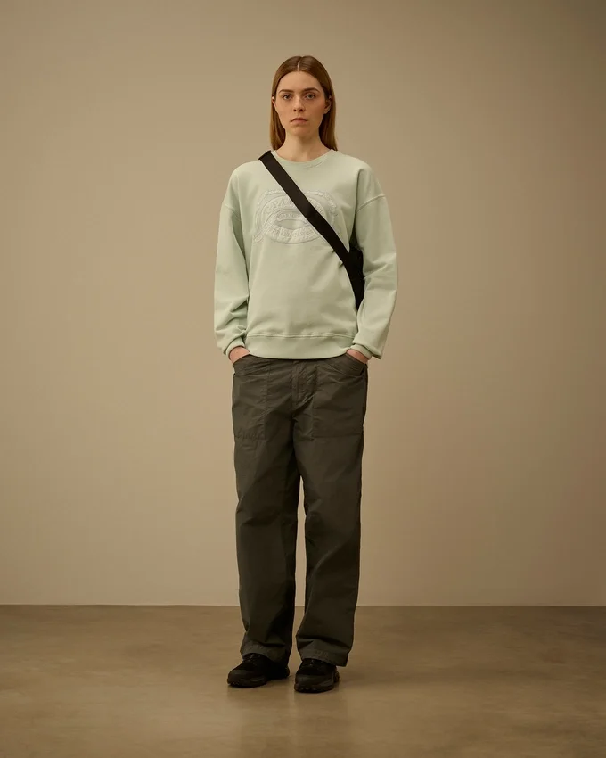 Diagonal Fleece Boxy Logo Sweatshirt met ronde hals