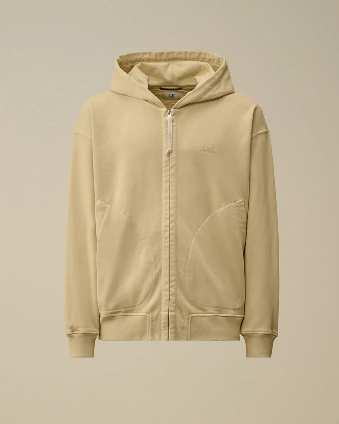 Diagonal Fleece boxy sweatshirt met capuchon en ritssluiting
