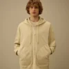 Diagonal Fleece boxy sweatshirt met capuchon en ritssluiting