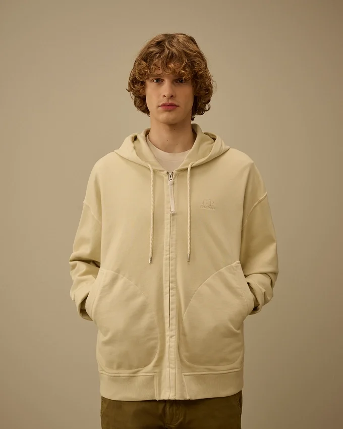 Diagonal Fleece boxy sweatshirt met capuchon en ritssluiting
