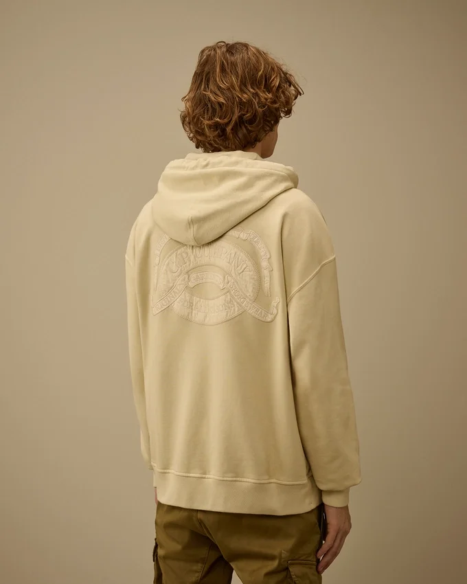 Diagonal Fleece boxy sweatshirt met capuchon en ritssluiting