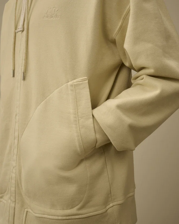 Diagonal Fleece boxy sweatshirt met capuchon en ritssluiting