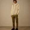 Diagonal Fleece boxy sweatshirt met capuchon en ritssluiting