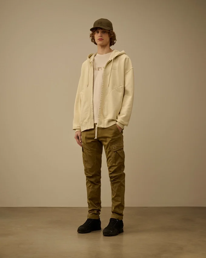 Diagonal Fleece boxy sweatshirt met capuchon en ritssluiting