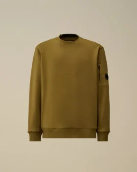 Diagonal Raised Fleece-sweatshirt met ronde hals en Lens-print