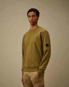 Diagonal Raised Fleece-sweatshirt met ronde hals en Lens-print