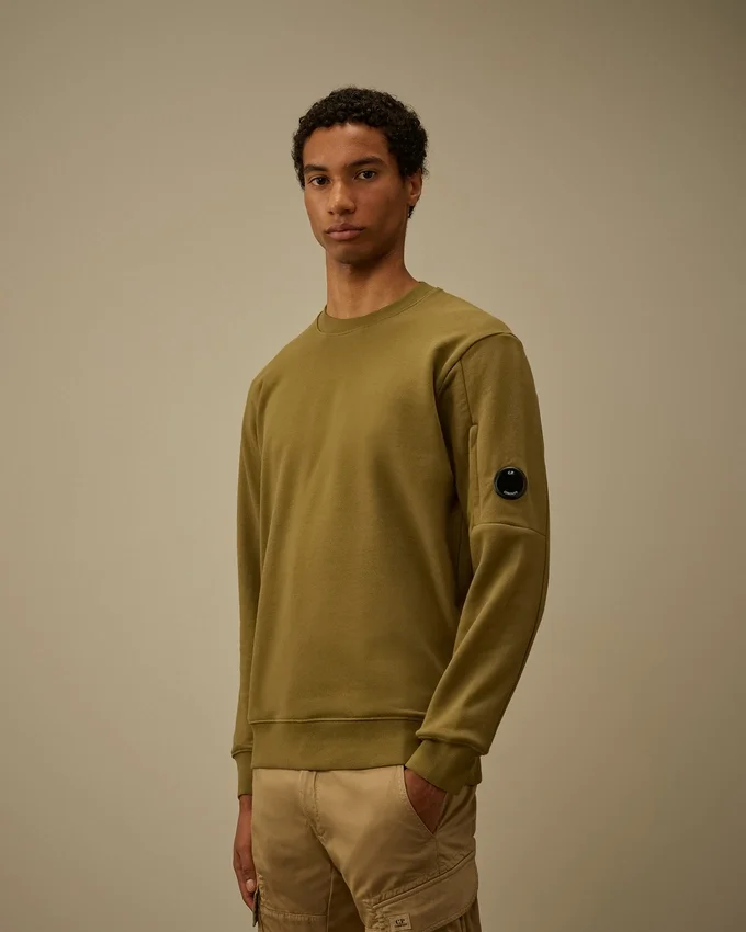 Diagonal Raised Fleece-sweatshirt met ronde hals en Lens-print