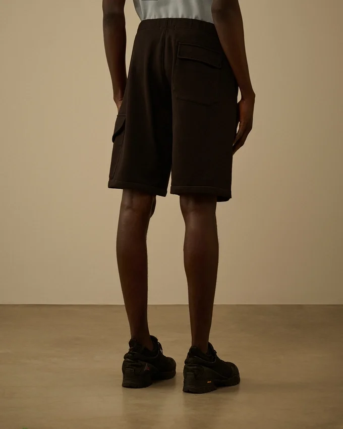 Diagonale cargosweatshorts van reliëffleece