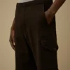 Diagonale cargosweatshorts van reliëffleece