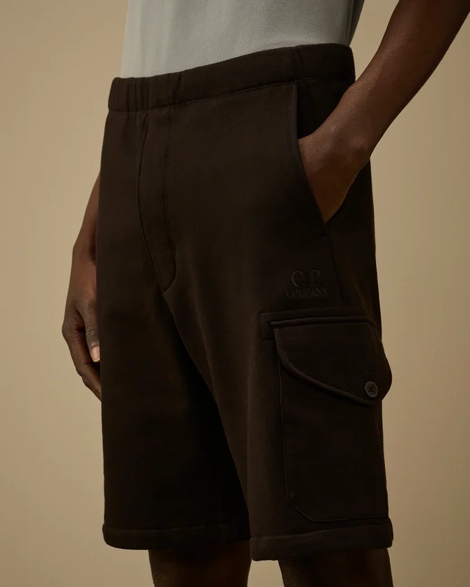 Diagonale cargosweatshorts van reliëffleece