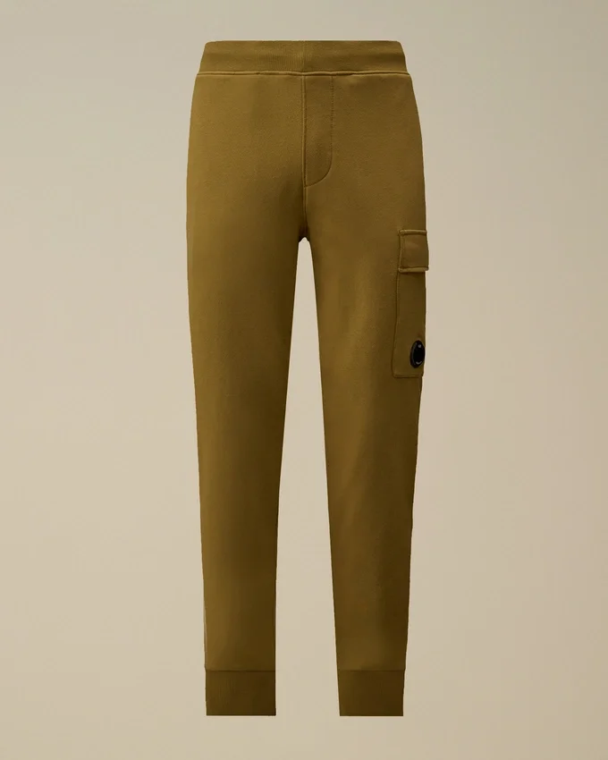 Diagonale, opgestikte fleece cargo-joggingbroek met Lens-motief