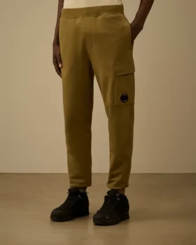 Diagonale, opgestikte fleece cargo-joggingbroek met Lens-motief