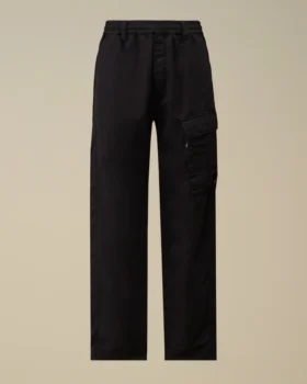 Elastische cargo-broek van katoen/linnen met Lens-detail