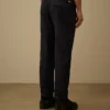 Elastische cargo-broek van katoen/linnen met Lens-detail