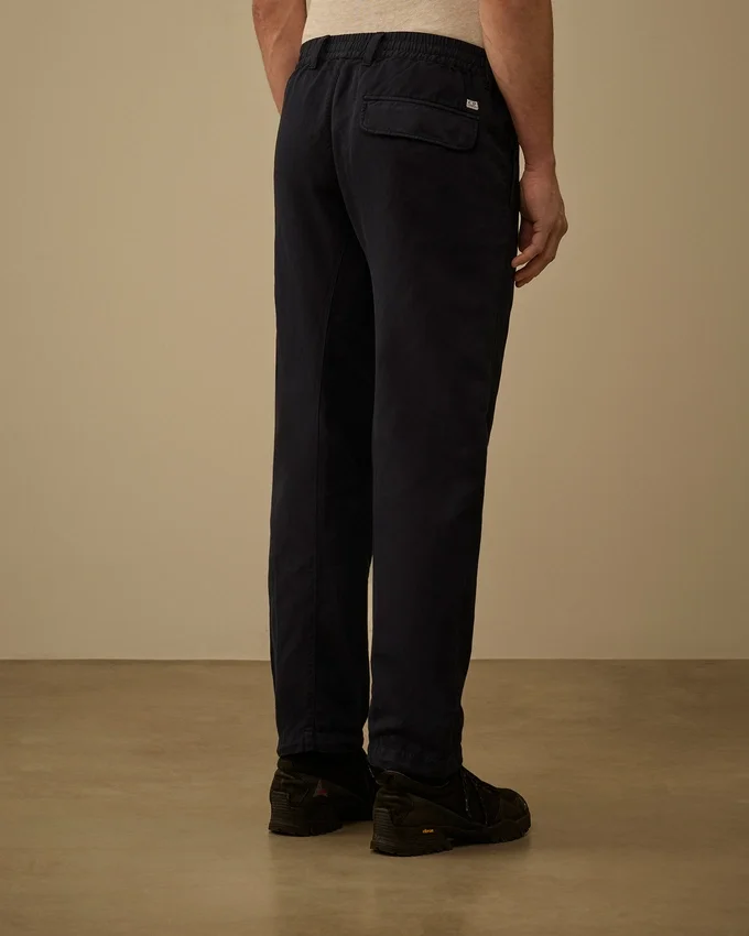 Elastische cargo-broek van katoen/linnen met Lens-detail
