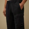 Elastische cargo-broek van katoen/linnen met Lens-detail