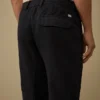 Elastische cargo-broek van katoen/linnen met Lens-detail