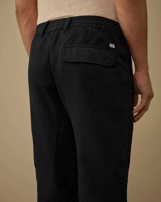 Elastische cargo-broek van katoen/linnen met Lens-detail