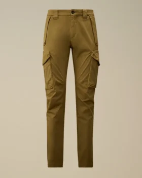 Ergonomische cargo-broek met afgeronde zakken van stretch-satijn