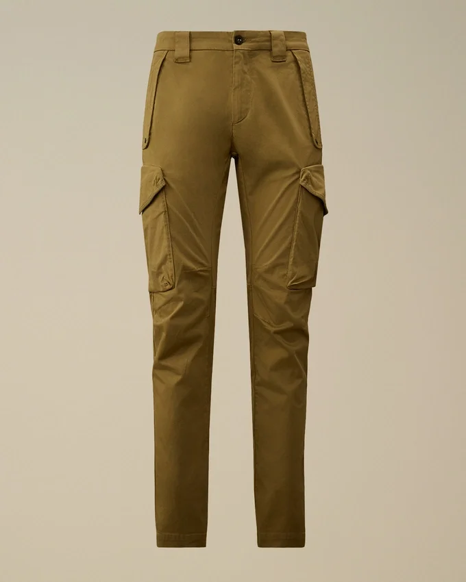 Ergonomische cargo-broek met afgeronde zakken van stretch-satijn
