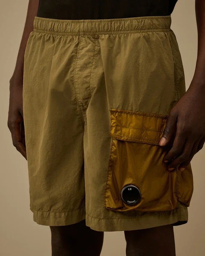 Flatt Nylon cargoswimshorts met gemengde lenzen
