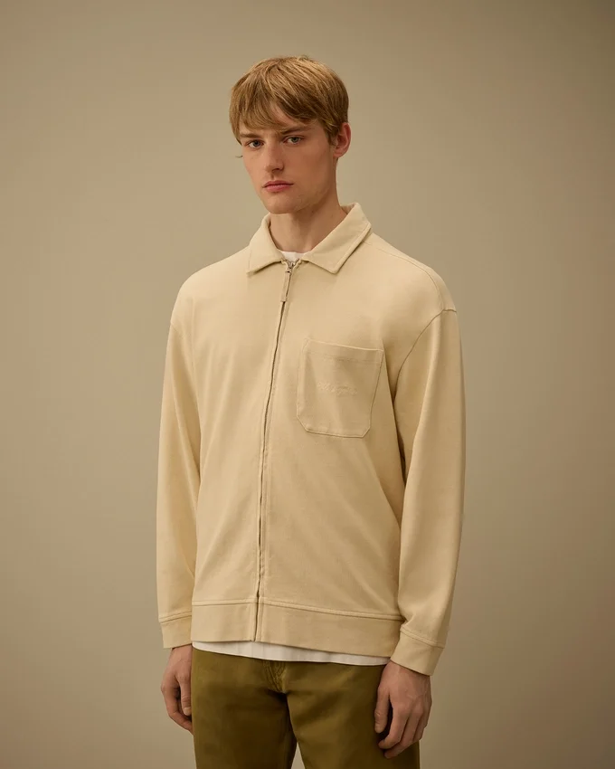 Gekamd jersey 10/2 boxy sweatshirt met rits