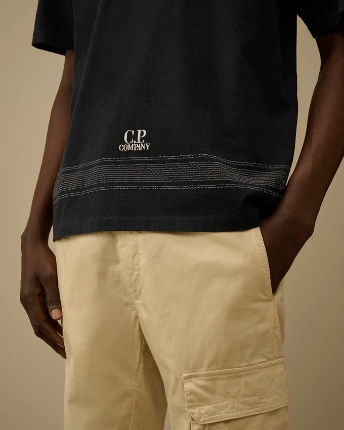 Gemerceriseerd jersey 30/2 getwijnd T-shirt met korte mouwen en borduursel